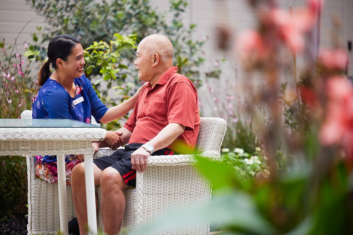 Dementia care resident with caregiver