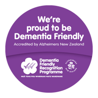 DF Award Alz NZ Dementia Friendly brochure sticker-padding