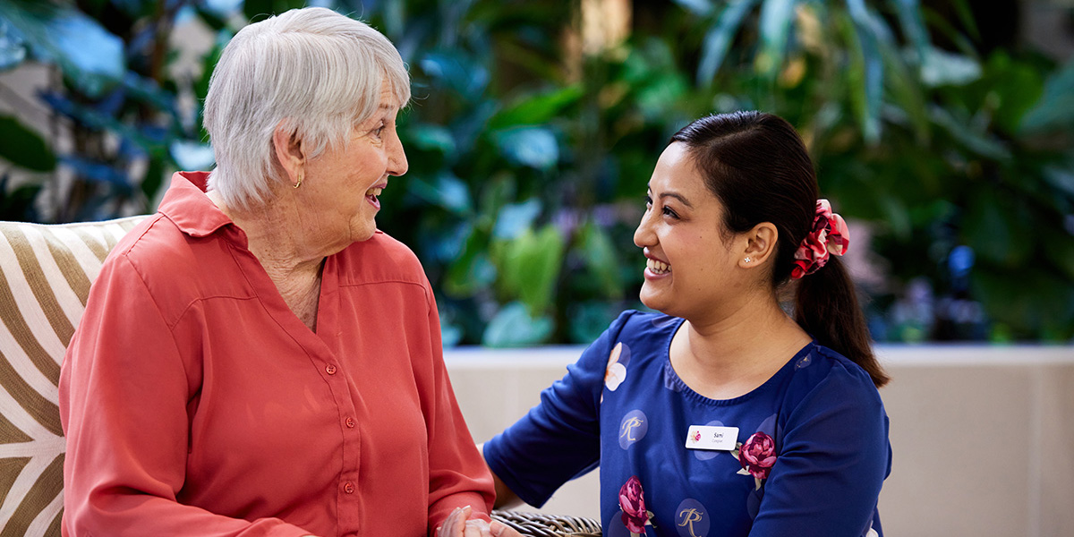 Caregiver and dementia care resident