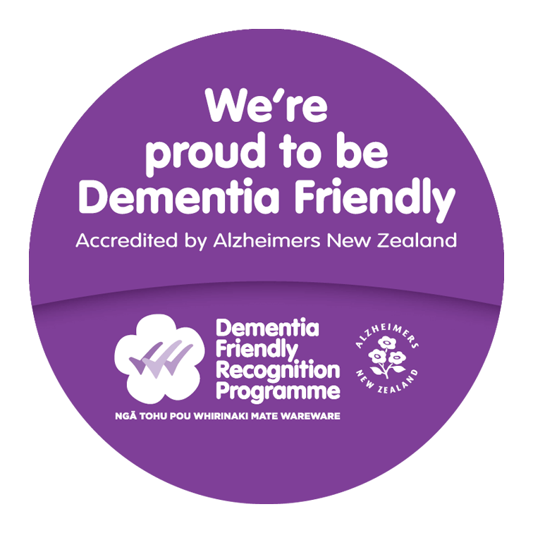 DF Award Alz NZ Dementia Friendly brochure sticker-padding