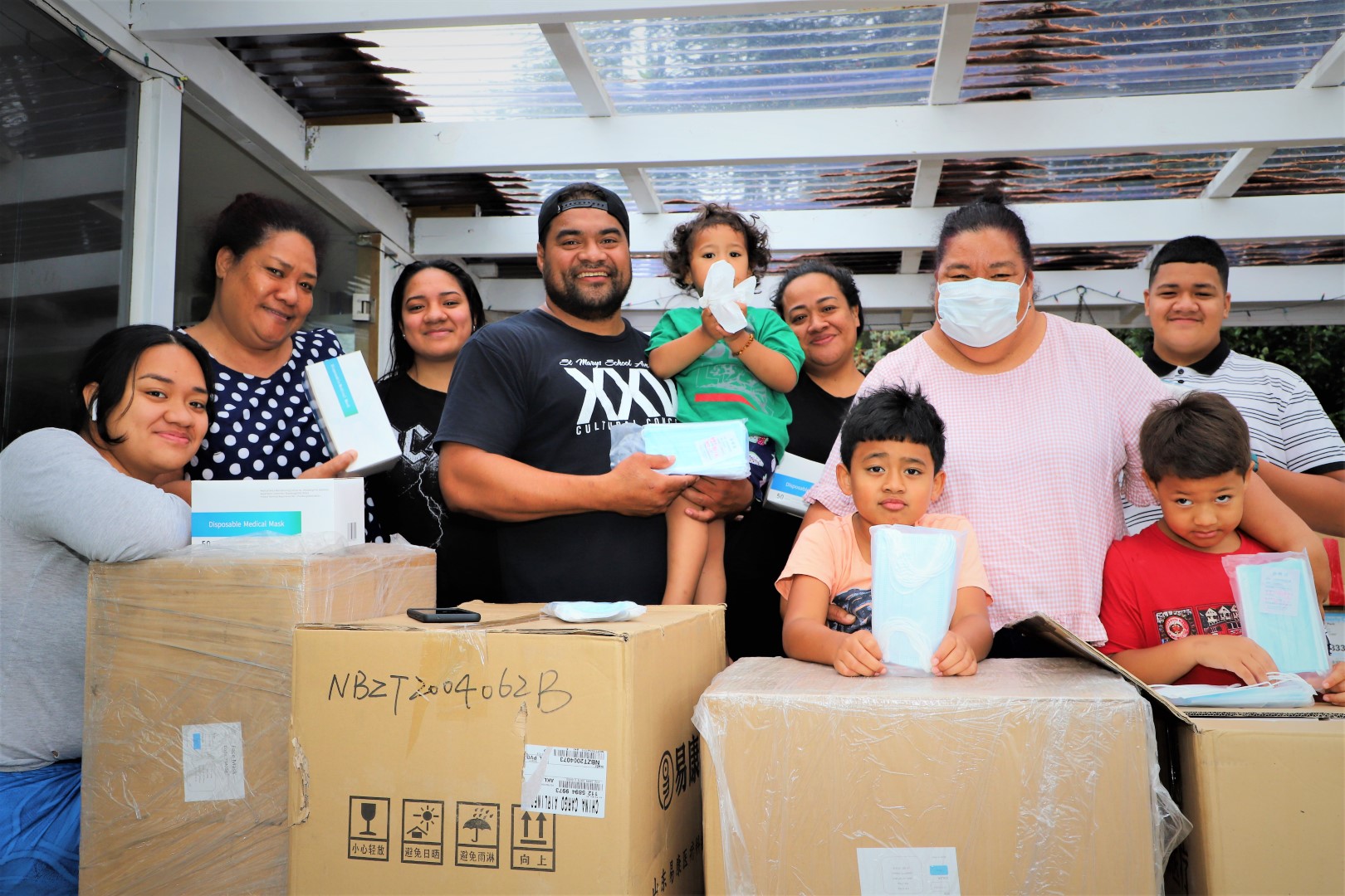 Boxes of aid for Tonga families